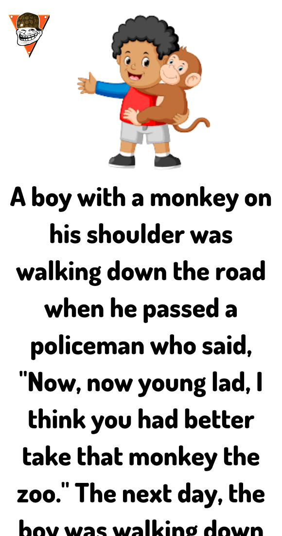 A boy with a monkey on his shoulder - Jokes Diary